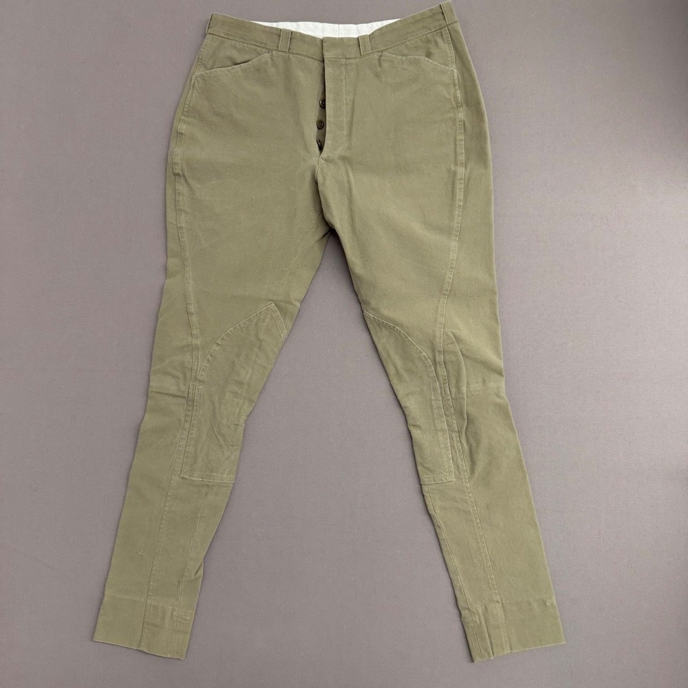 Hackett London Mens 32 Cotton Breeches Jodhpurs Olive Green Made in England 1227